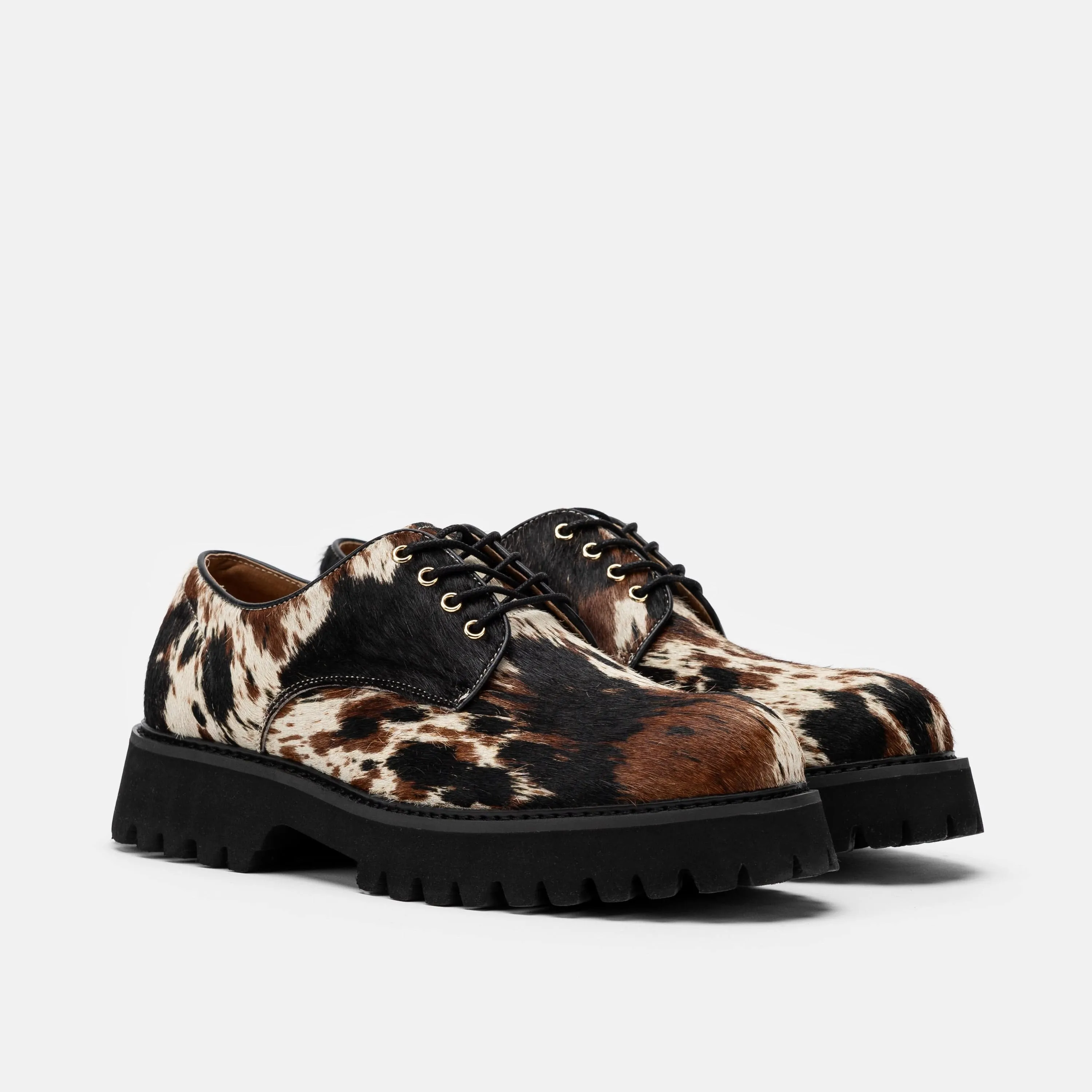 Lace Up Oxfords With Heels Ms. Luca Dark Horse Lug Derby