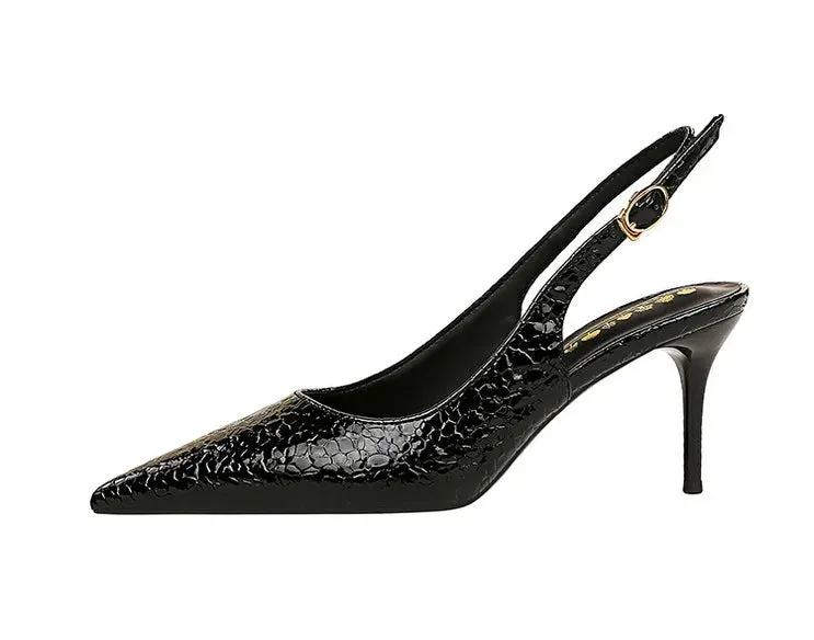 Leather Huarache Sandals Women Sandals Patent Leather Design Pumps Fashion Heels