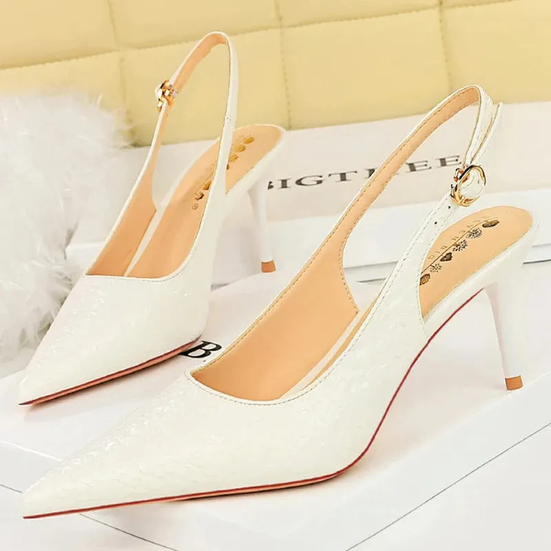 Women Sandals Patent Leather Design Pumps Fashion Heels Walking Sandals Comfortable