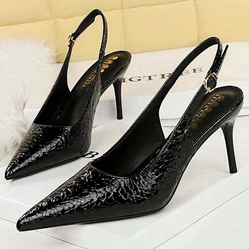 Women Sandals Patent Leather Design Pumps Fashion Heels Verra Sandals