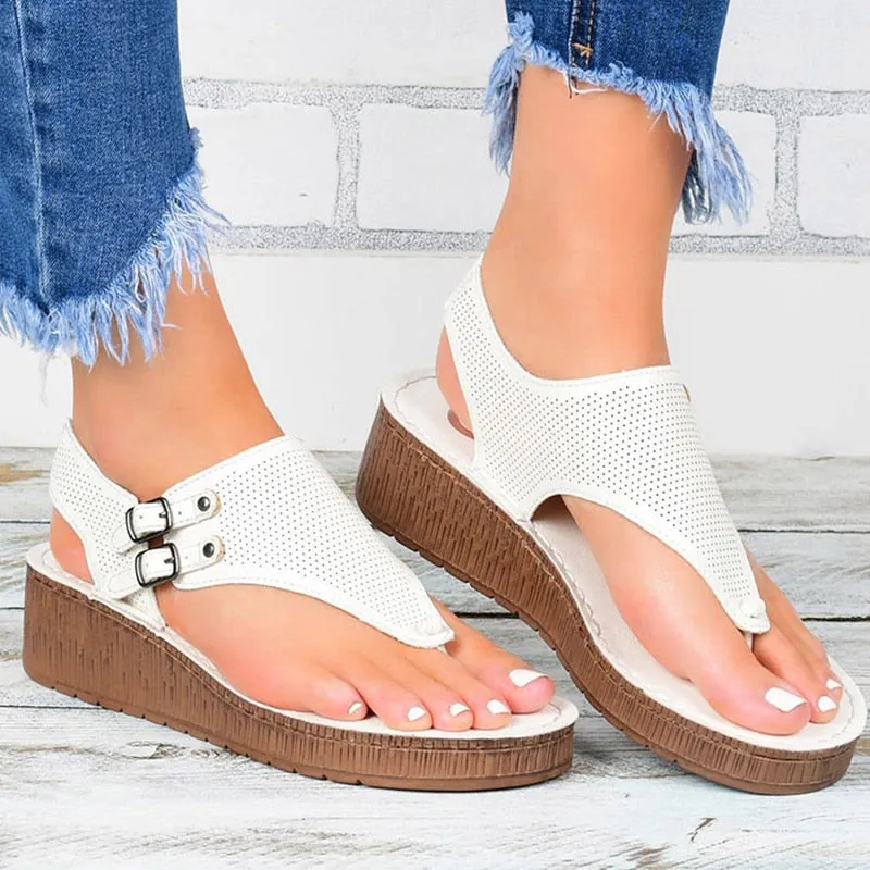 Business Casual Flip Flops Women Sandals Wedge Heels Sandals Summer Shoes For Women Plus Size Platform Chaussure Femme Casual Wedges Shoes Women Flip Flops