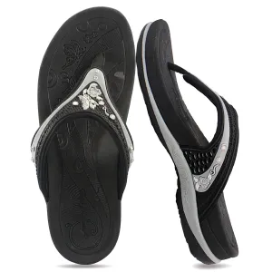 Women Signature: 5893 Black Mature Feet In Flip Flops