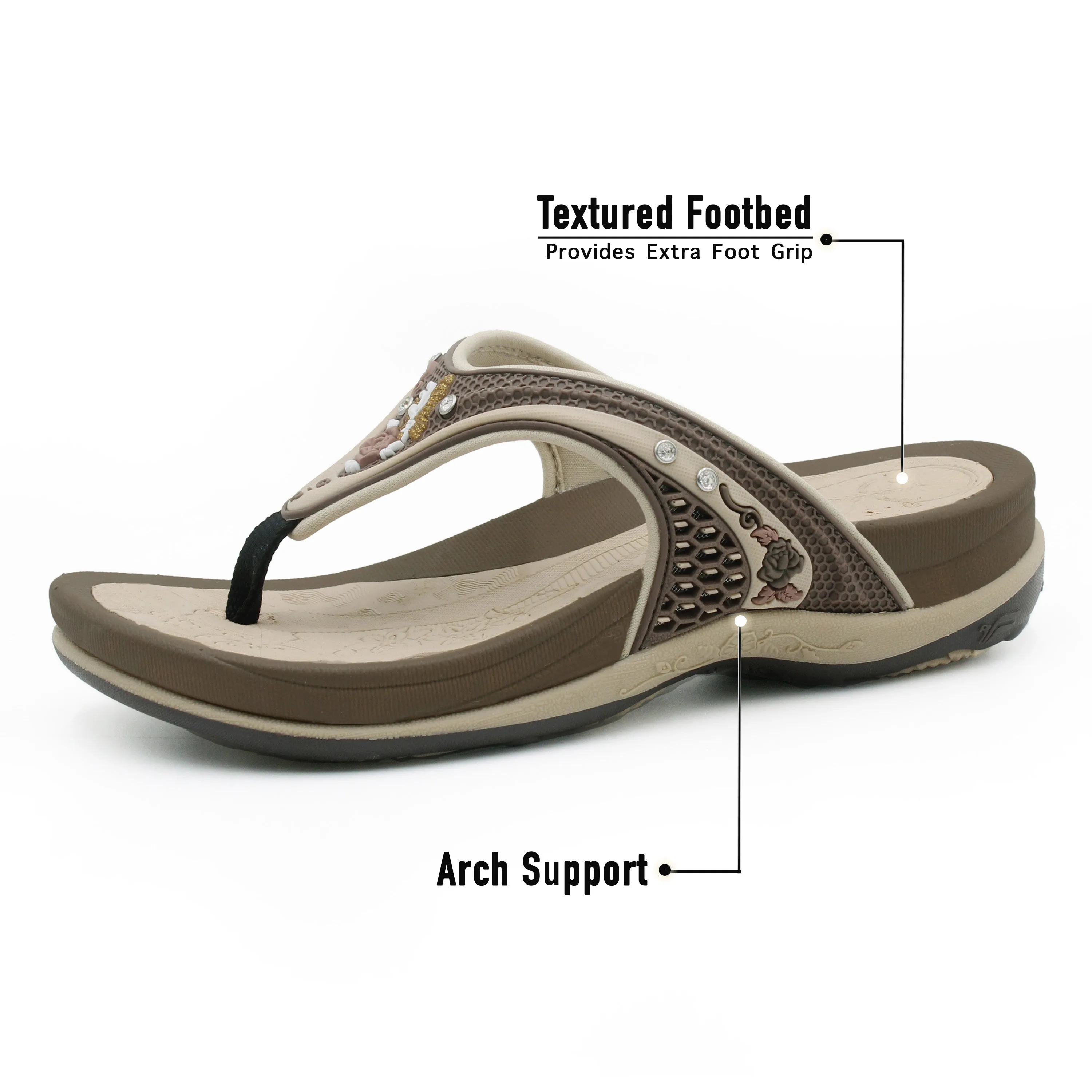 Women Signature: 5893 Brown Flip Flops Anatomical Contouring
