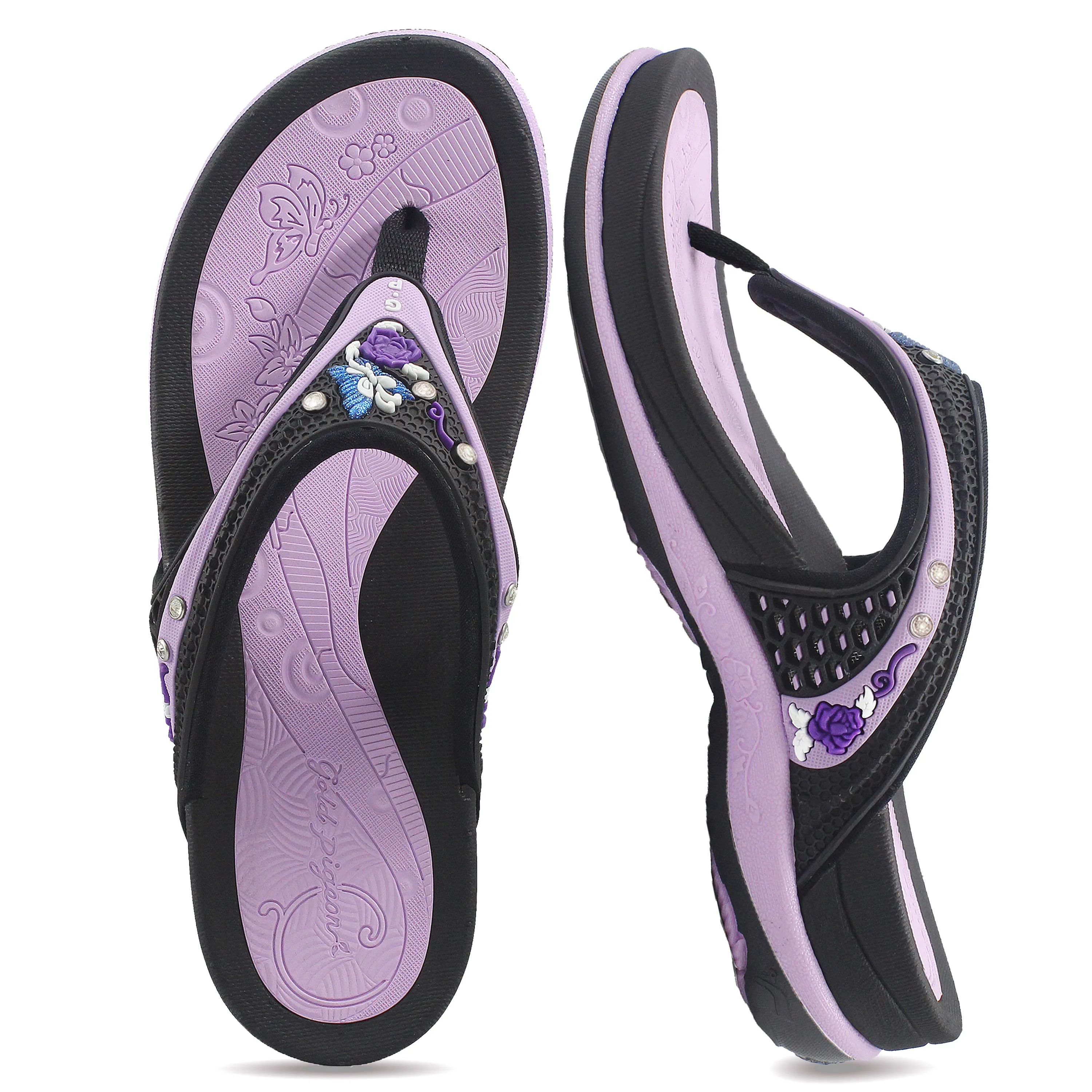 Women Signature: 5893 Purple Cute Flip Flops