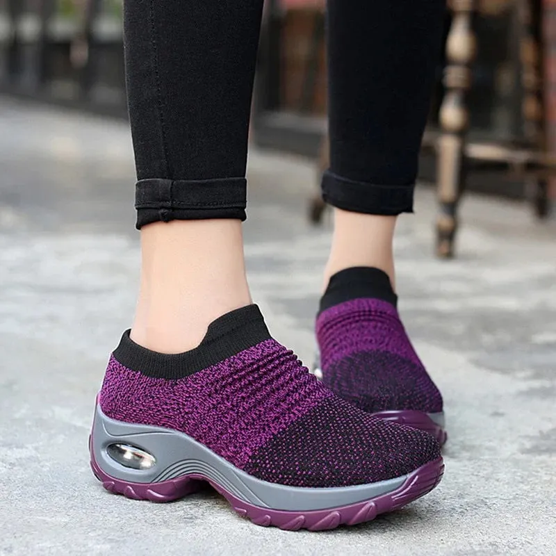Best Glue Sneakers Women Slip-on Sneakers. Breathable, Mesh, Casual, Platform Shoes