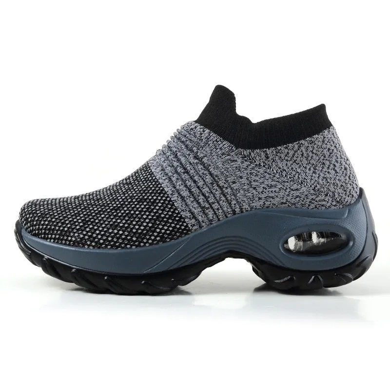 Denim And Sneakers Women Slip-on Sneakers. Breathable, Mesh, Casual, Platform Shoes
