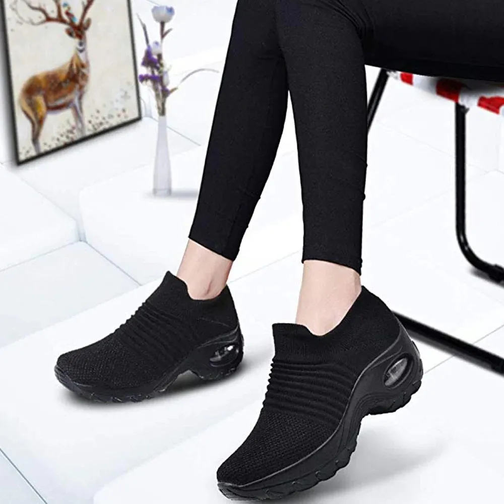 Women Slip-on Sneakers. Breathable, Mesh, Casual, Platform Shoes Zoom Sneakers