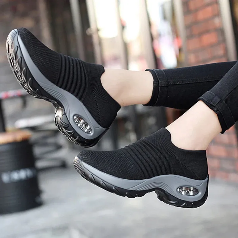 Women Slip-on Sneakers. Breathable, Mesh, Casual, Platform Shoes Run Sneakers Shop