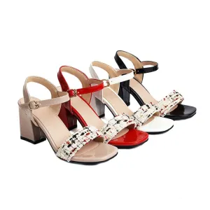Women's Ankle Strap Buckle Block Heel Sandals Church Sandals