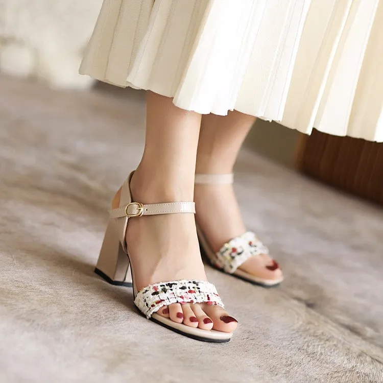 Women's Ankle Strap Buckle Block Heel Sandals Crocs Wedge Sandals