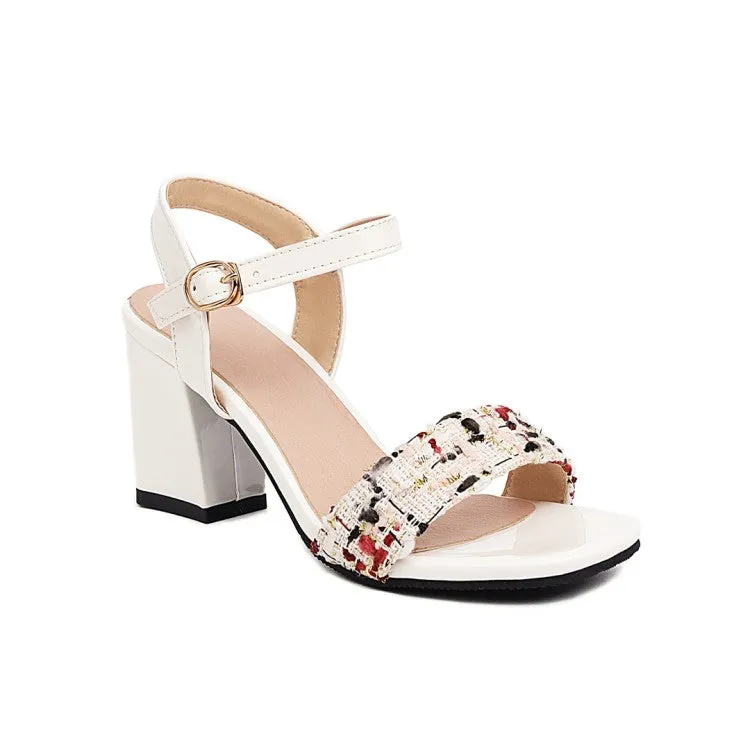 Sandals With Leopard Print Women's Ankle Strap Buckle Block Heel Sandals