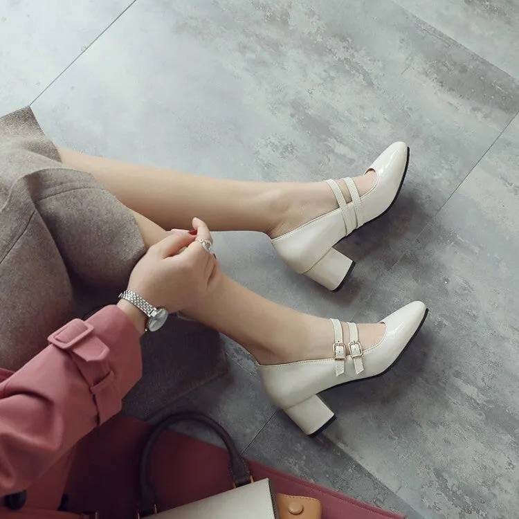 Good Sandals For High Arches Women's Ankle Strap Mary Jane Block Heel Sandals