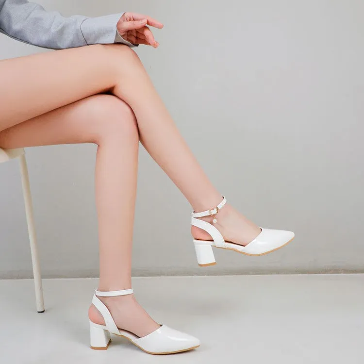 Heel Platform Sandals Women's Ankle Strap Mid Heel Sandals