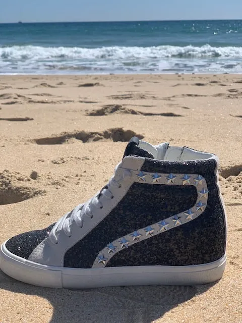 Women's Black Glitter Sneakers Sneakers For Shin Splints