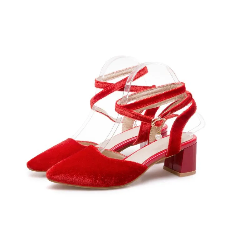 2 Inch Heel Sandals Women's Buckle Ankle Straps High Heel Sandals