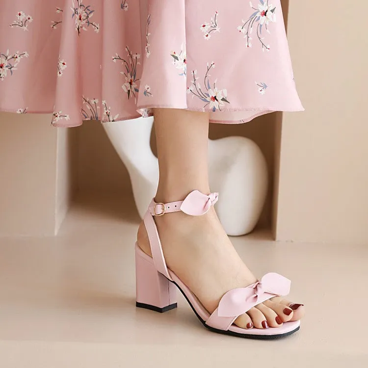 Close-toe Sandals Women's  Butterfly Knot Block Heel Sandals