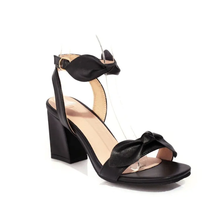 Sandals Walking Europe Women's  Butterfly Knot Block Heel Sandals