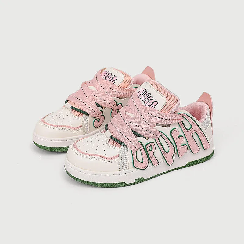 Women's Casual Platform Board Shoes Cartoon Letters Sneakers Sneakers For Dresses