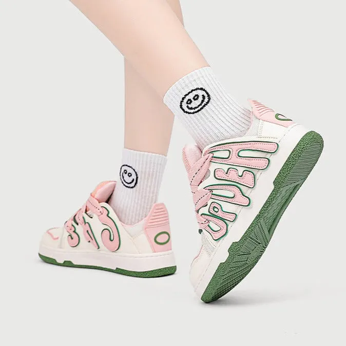 Sneakers Company Women's Casual Platform Board Shoes Cartoon Letters Sneakers