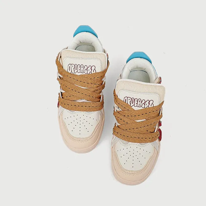 Yellow Sneakers Women's Casual Platform Board Shoes Cartoon Letters Sneakers