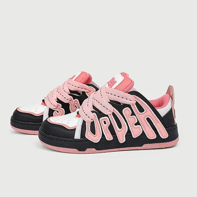 Waterproof Winter Sneakers Women's Casual Platform Board Shoes Cartoon Letters Sneakers