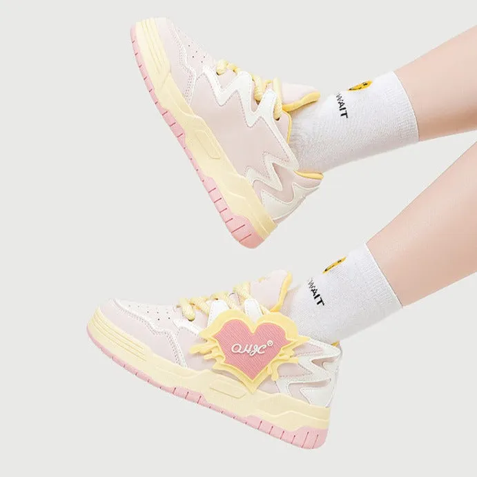 Women's Casual Platform Board Shoes Sweet Heart Sneakers 18. NULL