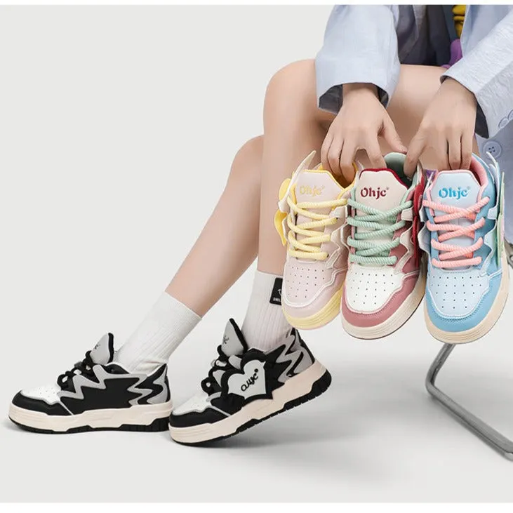 Stability Sneakers For Walking Women's Casual Platform Board Shoes Sweet Heart Sneakers