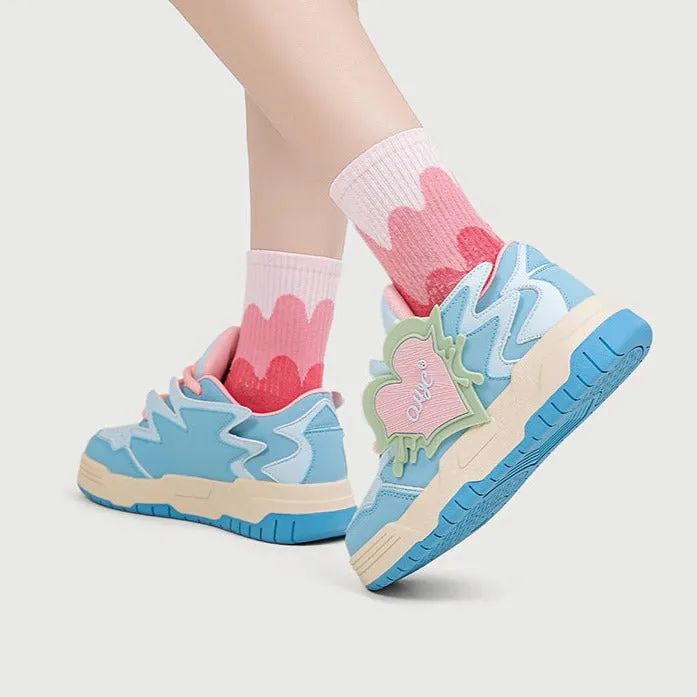 Women's Casual Platform Board Shoes Sweet Heart Sneakers Slip On Sneakers Sale