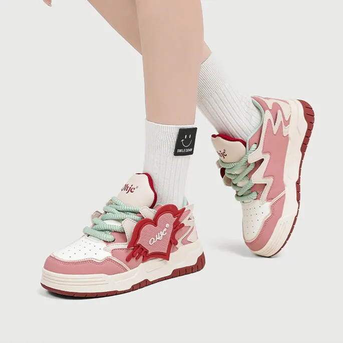Women's Casual Platform Board Shoes Sweet Heart Sneakers Best Sneakers For Jumping Rope