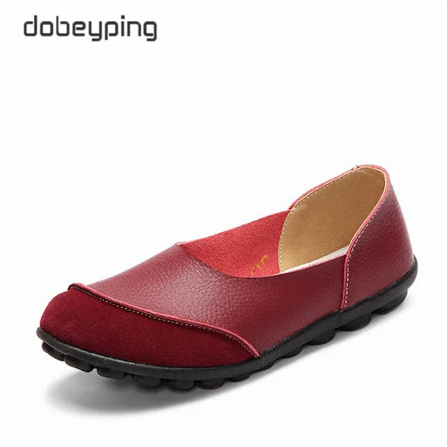 Women's Casual Shoes Soft Genuine Leather Female Flats Non-Slip Woman Loafers Leisure Slip-On Boat Shoe Plus Size 35-43 Cushionaire Loafers