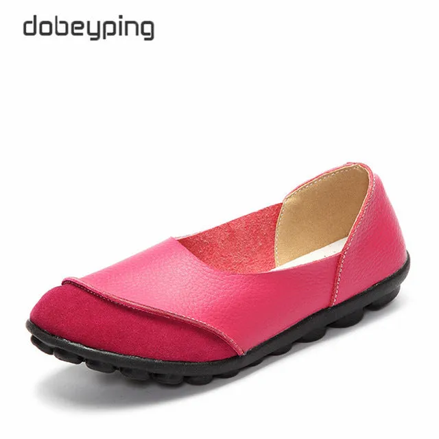 Women's Casual Shoes Soft Genuine Leather Female Flats Non-Slip Woman Loafers Leisure Slip-On Boat Shoe Plus Size 35-43 Loafers To Wear With Jeans