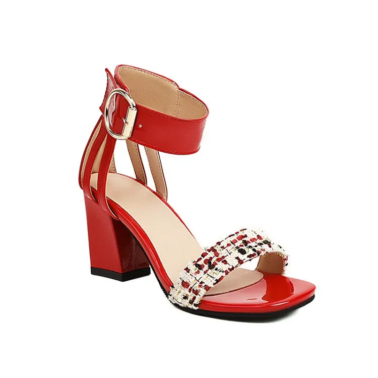 Women's Color Blocking Ankle Strap Metal Buckle Block Heel Sandals Sandals Ocho Rios Jamaica