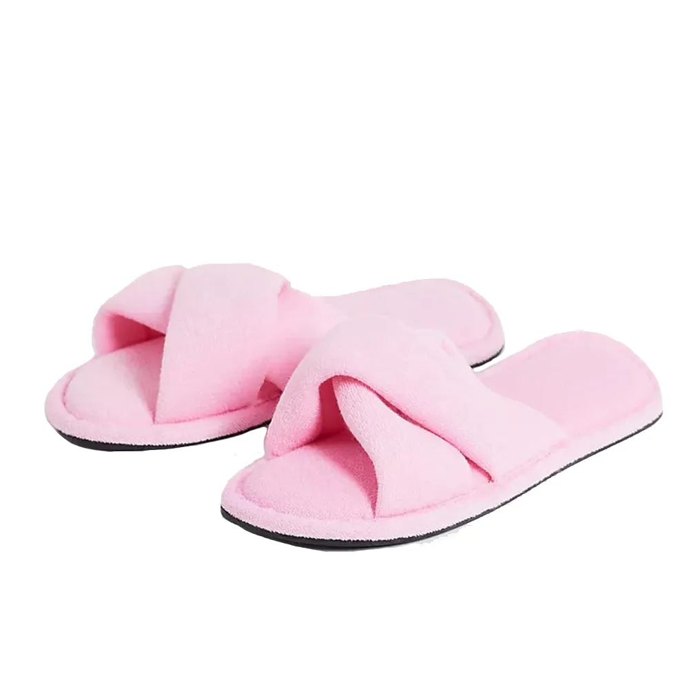 Women's Cross Strap Slipper,Pink Slippers With A Sole