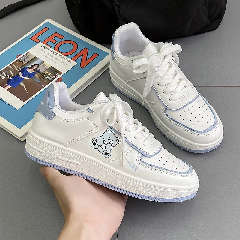 Womens Cute Bear Sneakers Comfortable Walking Shoes Turf Sneakers Football