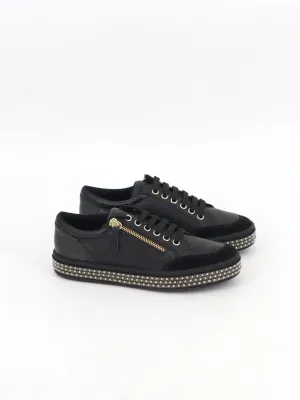 Women's Embellished Casual Shoes,Black Narrow Shoes Flats