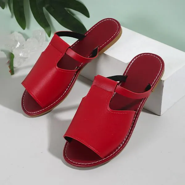 Women's Fashion Hollow Fish Mouth Flat Slippers 94749419S Grey Cozy Knit Slippers