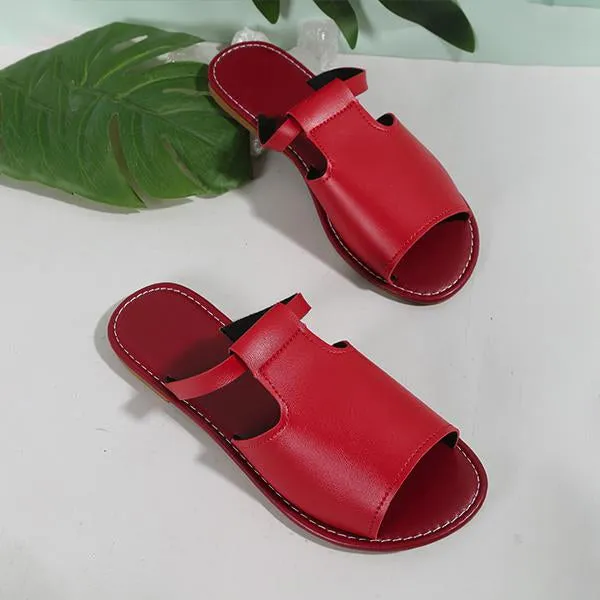 Women's Fashion Hollow Fish Mouth Flat Slippers 94749419S Slipers Sale