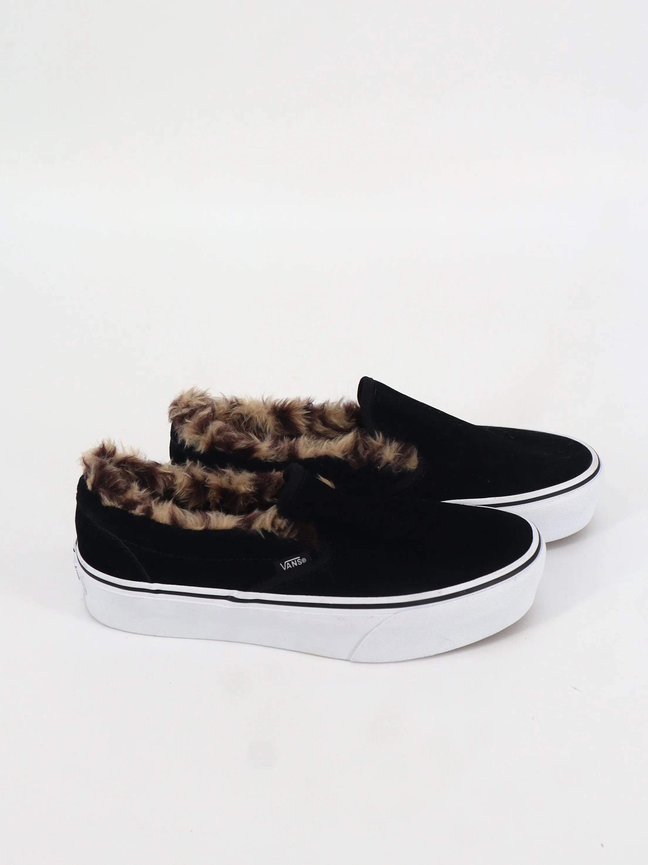 Women's Faux Fur Slip On Shoes,Black Daisy Flat Shoes