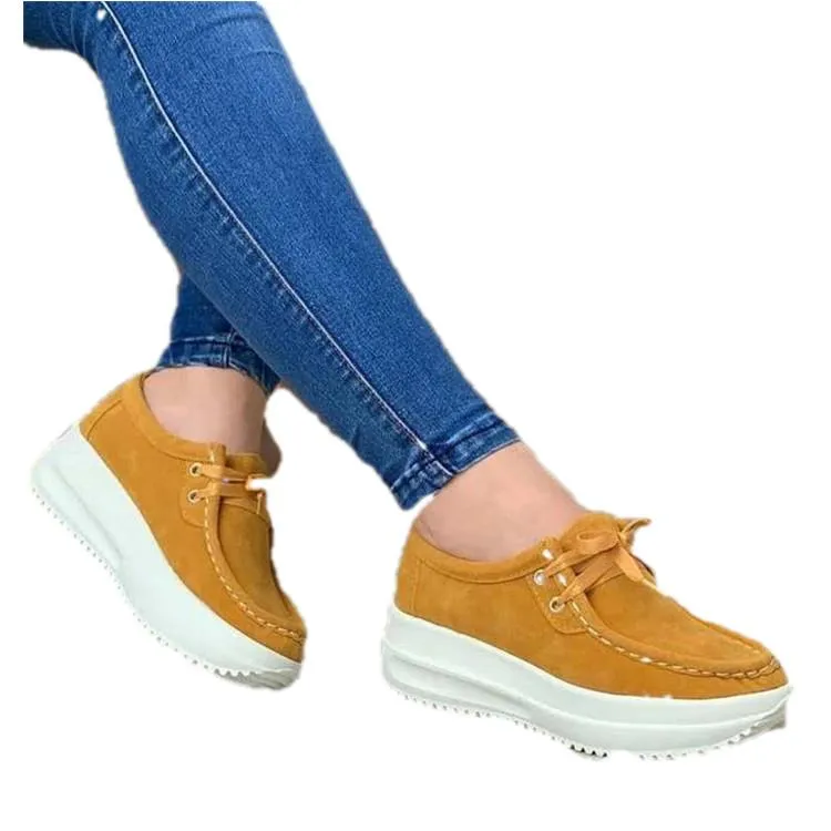 Good Sneakers To Wear With Jeans Women's front lace thick platform sneakers lightweight walking shoes