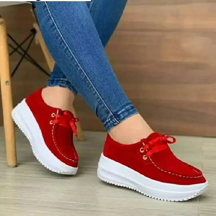 Sneakers Size 14 Women's front lace thick platform sneakers lightweight walking shoes