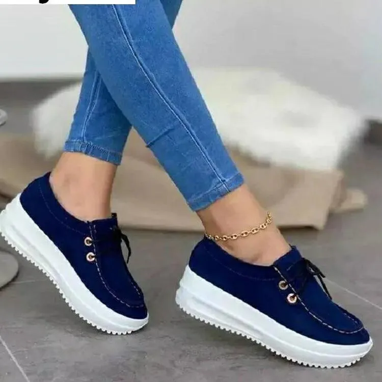 Women's front lace thick platform sneakers lightweight walking shoes Pony Sneakers