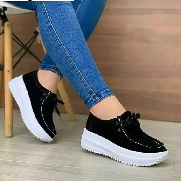Training Sneakers Women's front lace thick platform sneakers lightweight walking shoes