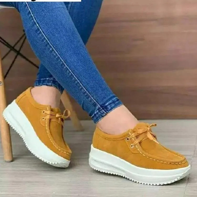 Best Running/walking Sneakers Women's front lace thick platform sneakers lightweight walking shoes