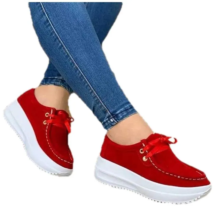 Cali Sneakers Women's front lace thick platform sneakers lightweight walking shoes