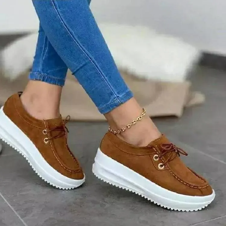 Women's front lace thick platform sneakers lightweight walking shoes Sneakers Pics