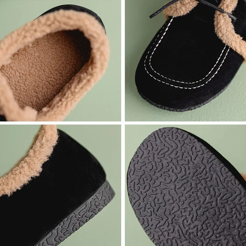 Slim Fit Oxford Shirt Womens Handmade Leather Oxford Loafer Shoes For Winter in Black/Brown/Apricot