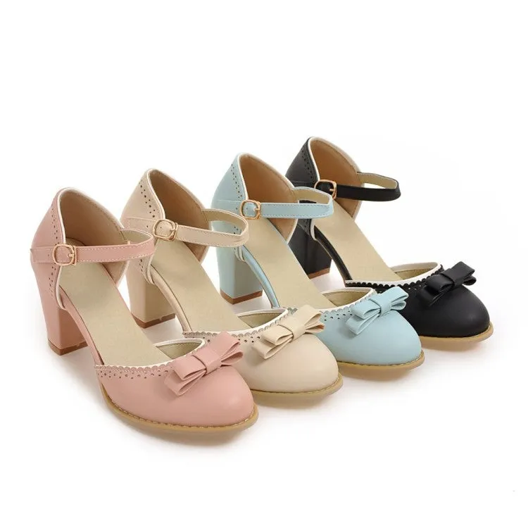 Women's Hollow Out Butterfly Knot Ankle Strap Block Heel Sandals Sandals Dupes