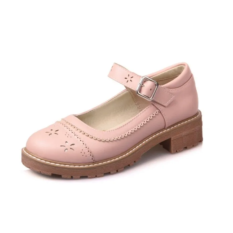 Women's Hollow Out Mary Jane Chunky Heel Sandals Sandals With Stones