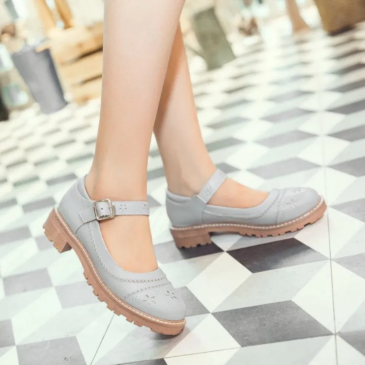 Dolce Gabbana Sandals Women's Hollow Out Mary Jane Chunky Heel Sandals