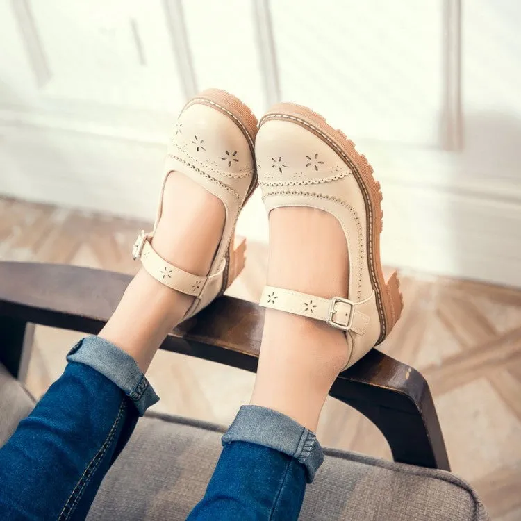 Women's Hollow Out Mary Jane Chunky Heel Sandals Saint Laurent Cassandra Sandals